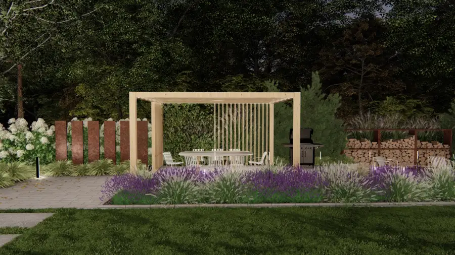 Nowoczesny ogród w leśnym otoczeniu