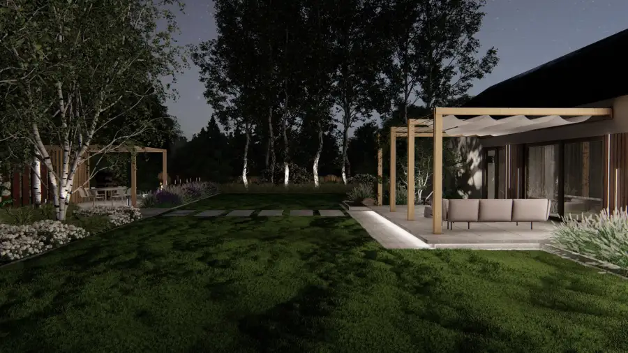 Nowoczesny ogród w leśnym otoczeniu