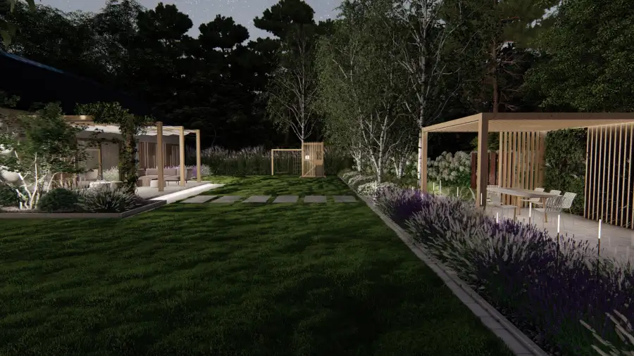 Nowoczesny ogród w leśnym otoczeniu