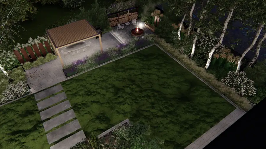 Nowoczesny ogród w leśnym otoczeniu