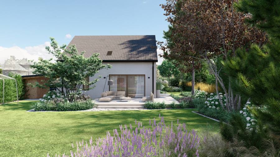 Funkcjonalny ogród przy domu jednorodzinnym