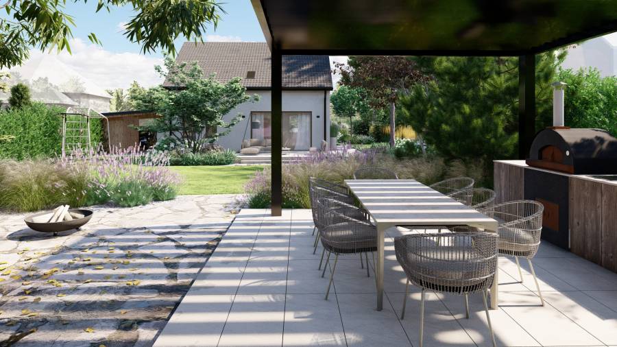 Funkcjonalny ogród przy domu jednorodzinnym