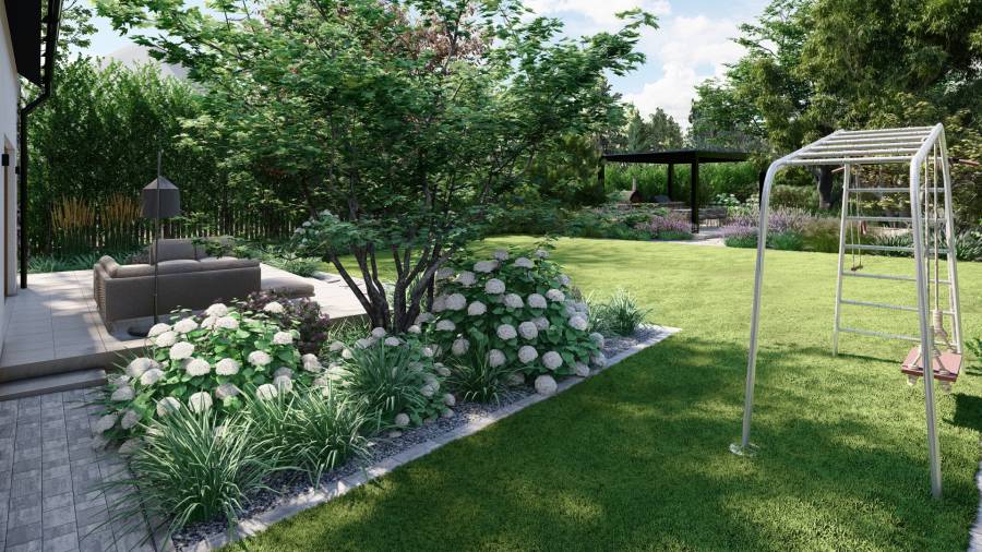 Funkcjonalny ogród przy domu jednorodzinnym