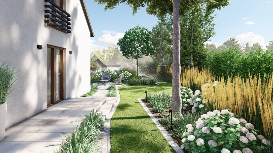 Funkcjonalny ogród przy domu jednorodzinnym