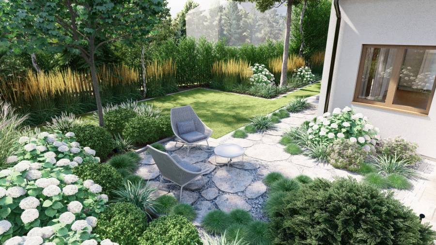 Funkcjonalny ogród przy domu jednorodzinnym