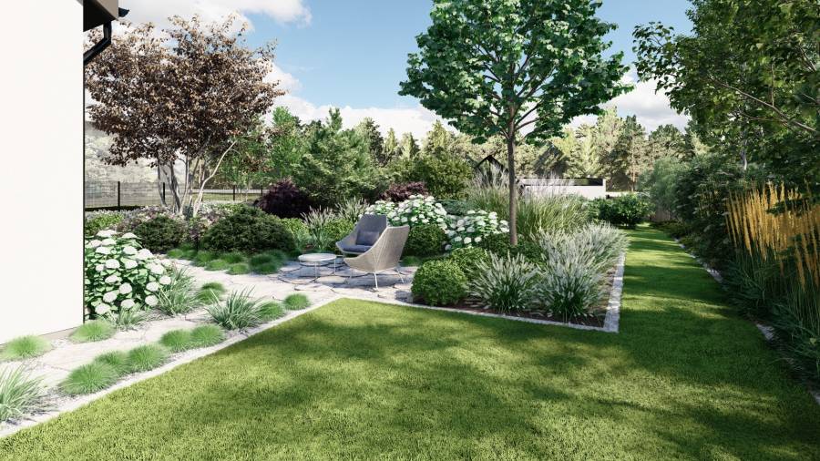 Funkcjonalny ogród przy domu jednorodzinnym