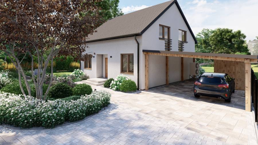 Funkcjonalny ogród przy domu jednorodzinnym