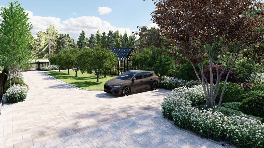 Funkcjonalny ogród przy domu jednorodzinnym