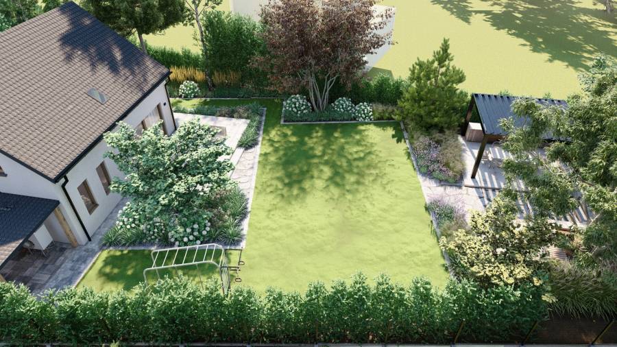 Funkcjonalny ogród przy domu jednorodzinnym