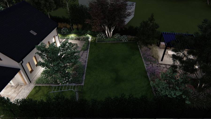 Funkcjonalny ogród przy domu jednorodzinnym